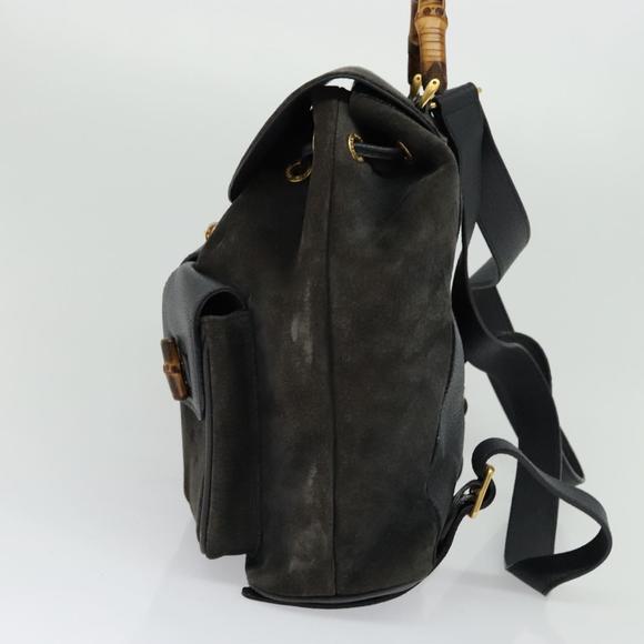 GUCCI Bamboo Backpack Suede Black Gold 003 2058 0016 Auth 131139 main image 9